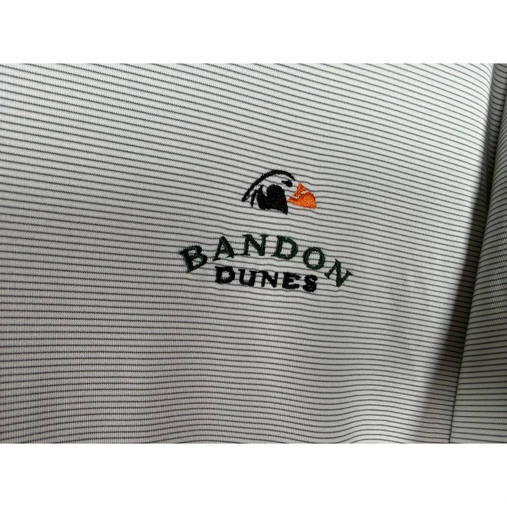 Under Armour Bandon Dunes Golf Polo Shirt Mens 2XL White Grey Striped HeatGear